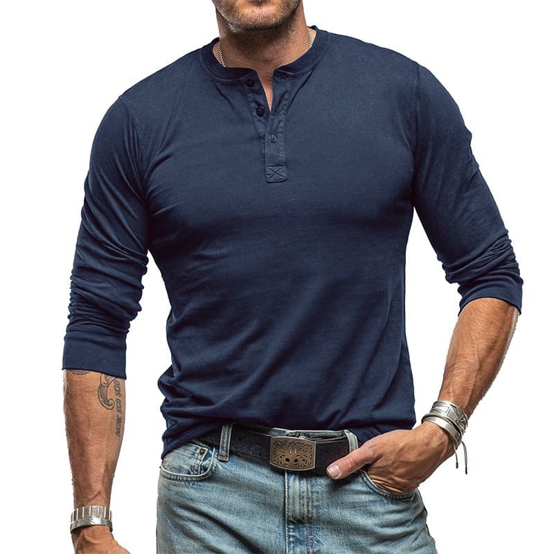 Autumn Winter Cross-Border Men's Long Sleeve T-Shirt Export Men's Base Layer European American Men's Top