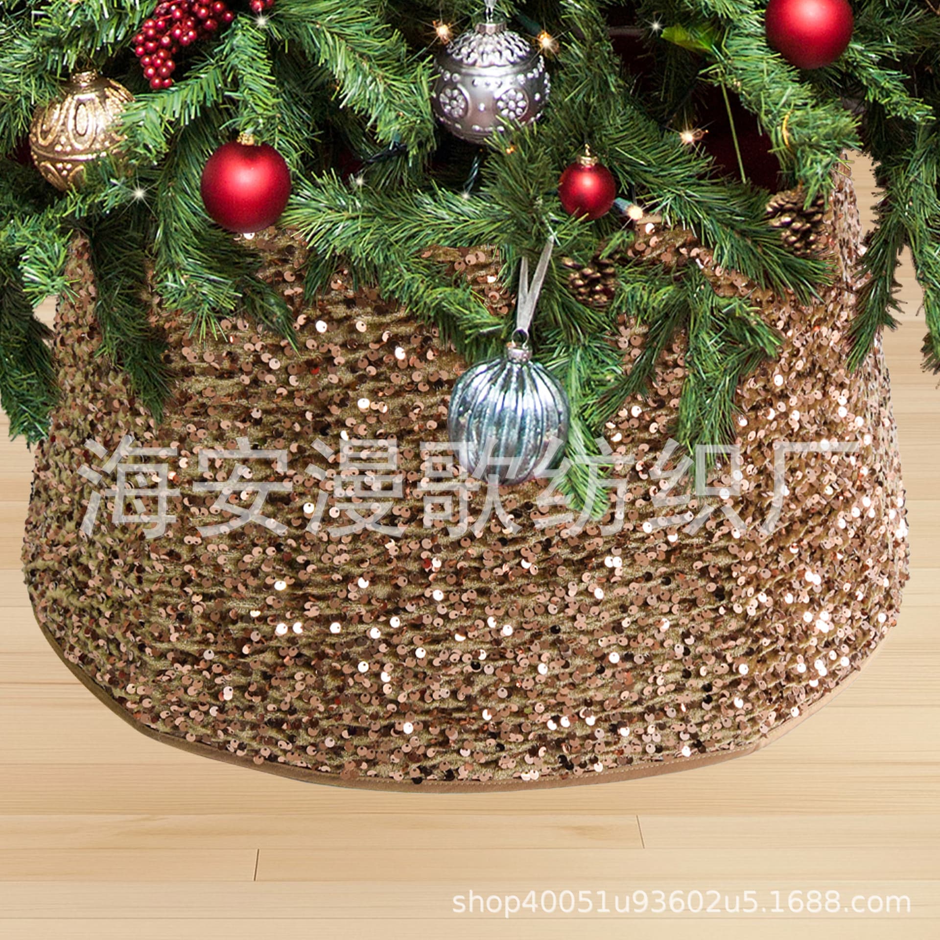 Blingbling Tree Skirt Foldable 3D Sequins Christmas Tree Skirt Tree Base Decoration Tree Collar Factory