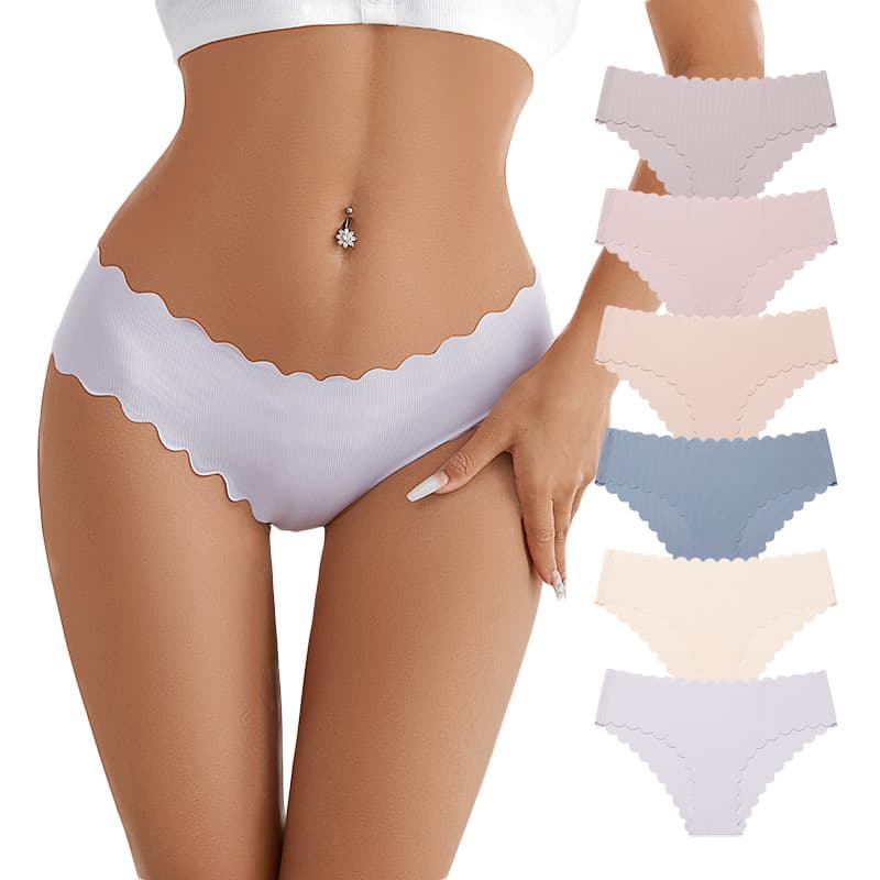 Low Waist Pure Cotton Antibacterial Wave Edge Underwear Breathable Thin Summer Girls Triangle Panties Invisible Comfortable Briefs