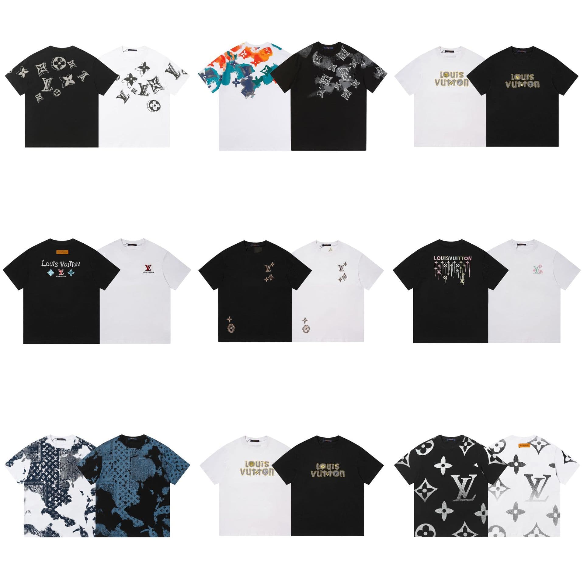 European and American Casual Unisex Spring/Summer New Style LV Round Neck Printed Logo Short Sleeve T-Shirt Affordable Alternative Cross-Border European Goods