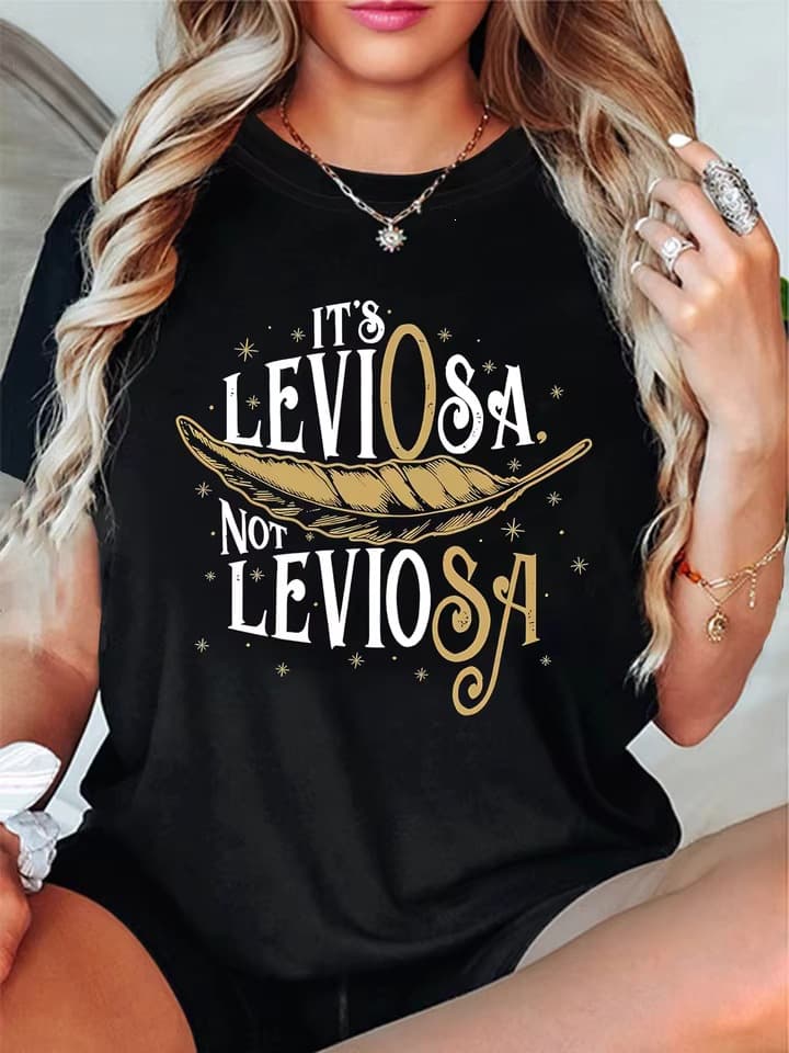 Cross-border EU Size It's Leviosa Not Leviosa Graphic Women's T-Shirt Casual Short Sleeve Top Comfortable