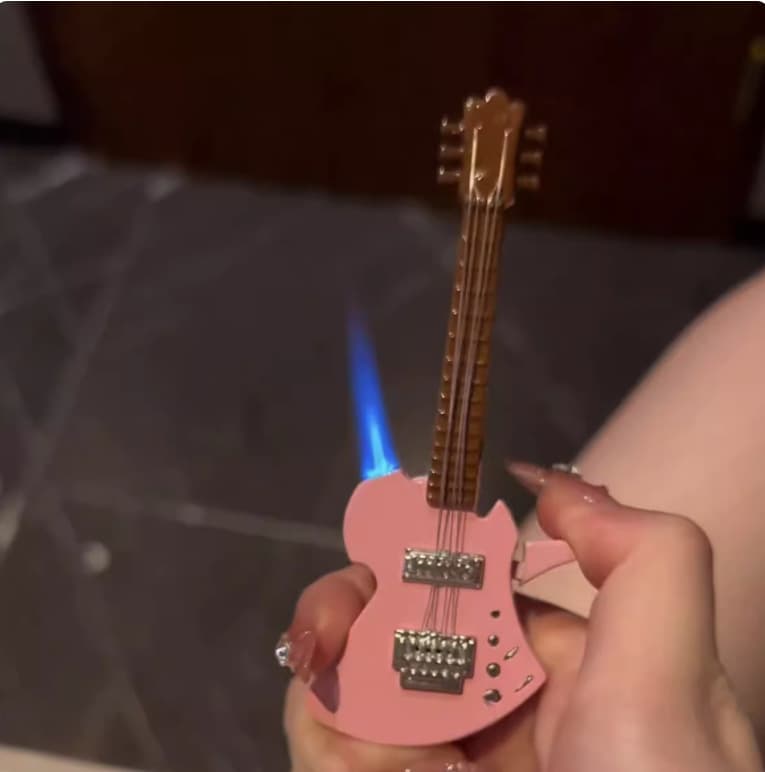 Bass Guitar Lighter Creative Fun Shape Windproof Direct Blue Flame Lighter Trendy Men Drop Shipping