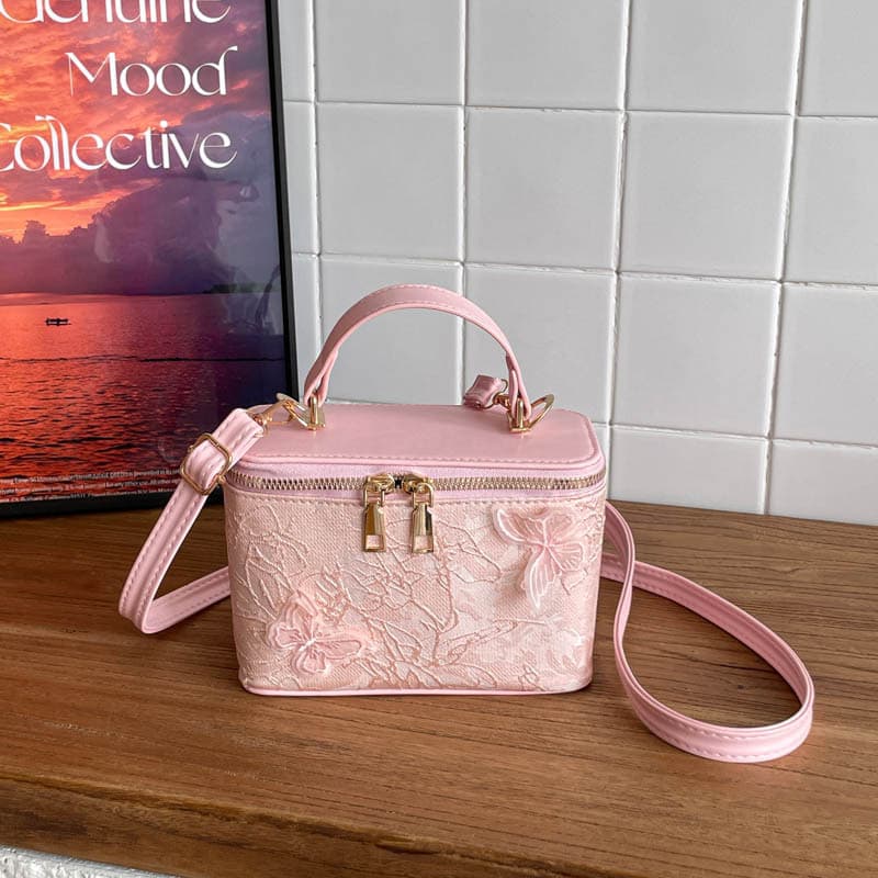 Cross-border lace handbag women's 2026 new butterfly embroidered small square bag European and American fashion shoulder crossbody bag
