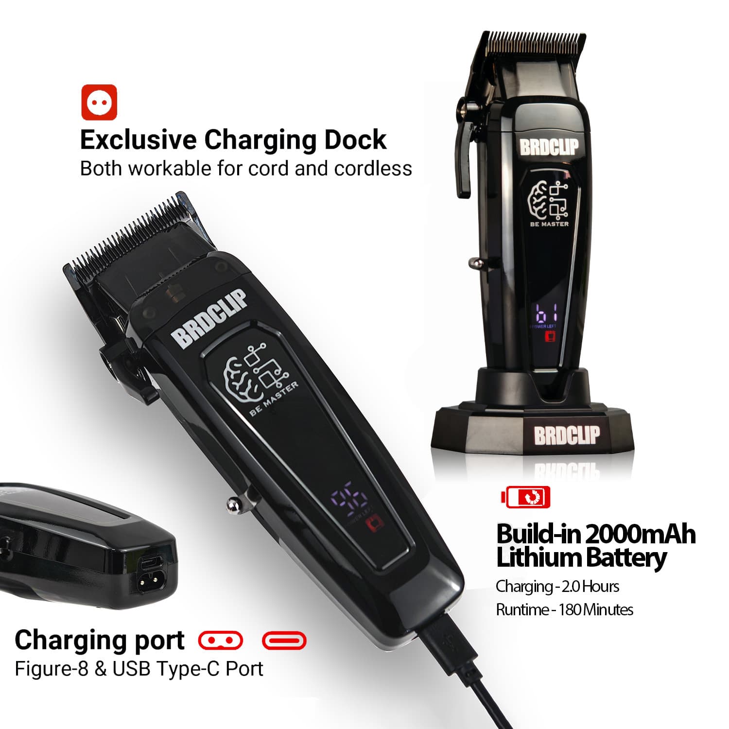 Professional Electric Hair Clipper for Cross-Border Use, High-Power Hair Trimmer, Stainless Steel Hair Clipper for Men, Barber Salon Hair Cutting Tool