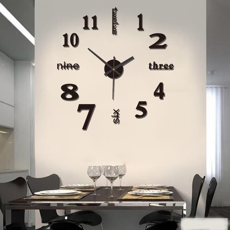 Simple No-drilling Creative Diy Wall Clock Unique Living Room Bedroom Silent Digital Decorative Wall Sticker Clock