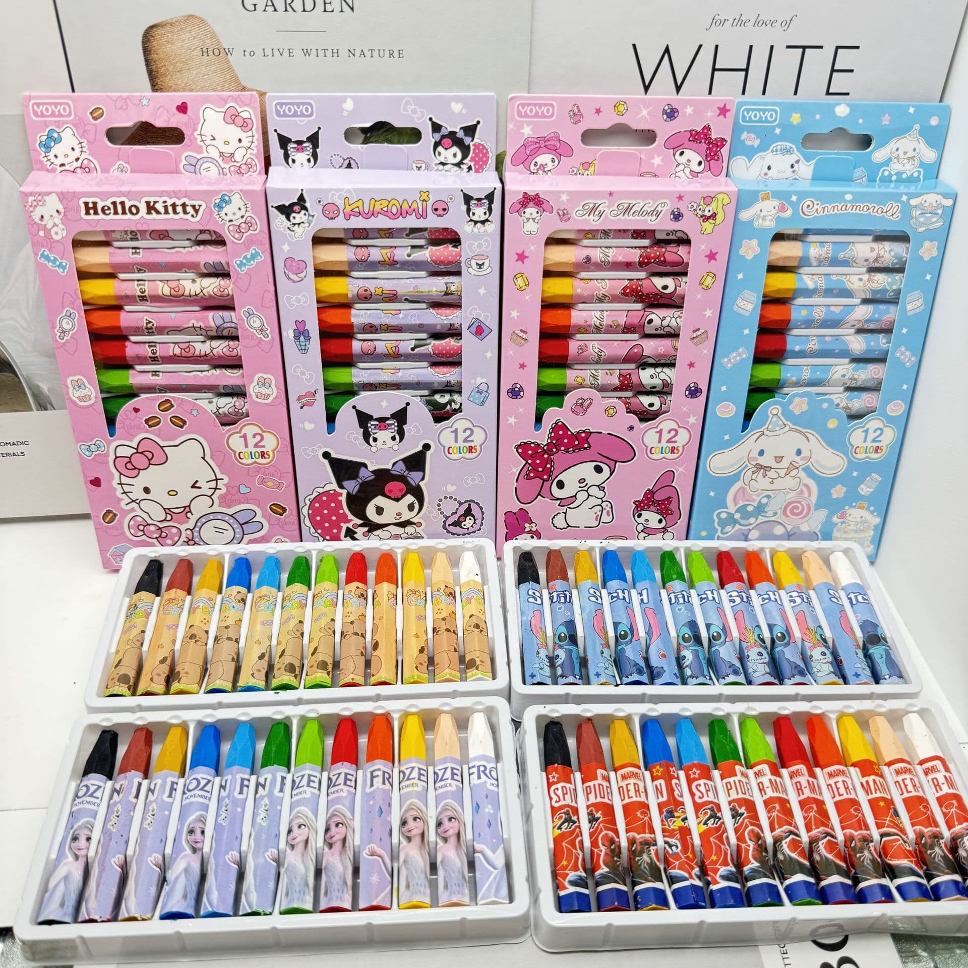Kids 12-Color Oil Pastel Hexagonal Graffiti Coloring Pen, Cute Non-Sticky Art Drawing Stick for Children