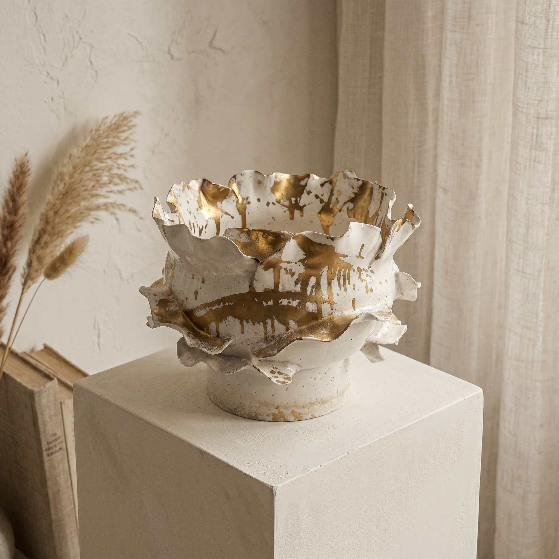 Nordic light luxury handmade ceramic vase creative decoration living room decoration white flower vessel