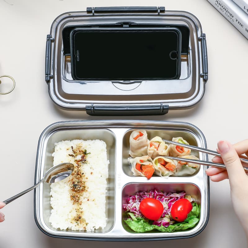 Factory Direct 304 Stainless Steel Lunch Box Student Bento Box Portable Sealed Lunch Box Odor-Free Compartment Lunch Box
