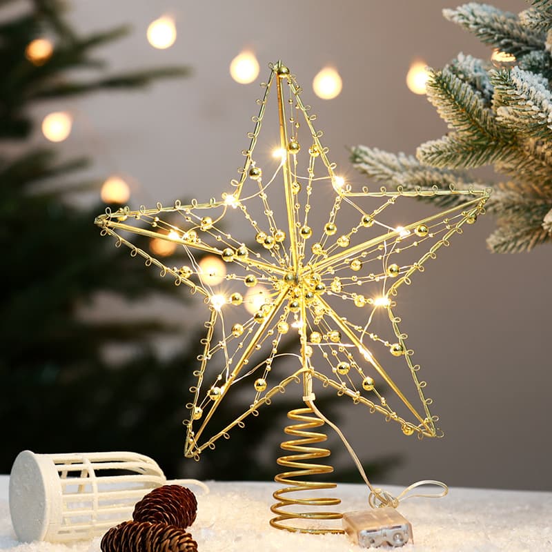 Christmas Tree Topper Star Tree Top Star Christmas Five-Pointed Star Iron Star Christmas Tree Decoration Direct from Factory