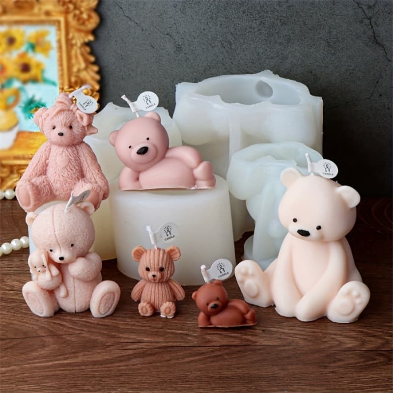 Multi-Style DIY Aromatherapy Bear Candle Mold Baking Cake Decoration Ornaments Silicone Handmade Soap Drip Glue Mold Irregular Shape