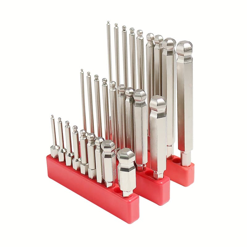 S2 Steel 1/4" Magnetic Hex Socket Pneumatic Bit, Ball Head External Hex Shank Screw Air Bit for Electric Screwdriver