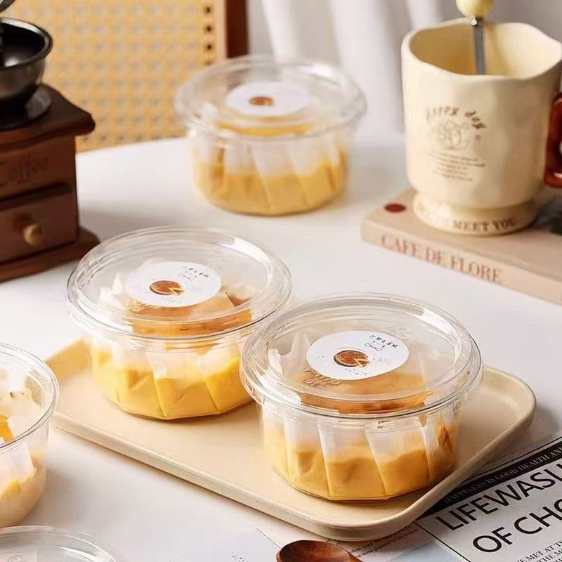 Basque Packaging Box Cake Box Round Transparent 4-Inch Cream Cake Roll Baking Dessert Parchment Paper Takeout Box