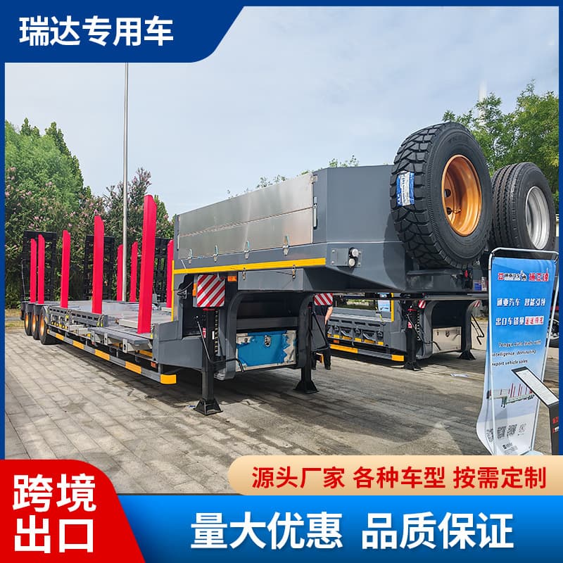 Export Ready Multi-Axle European Low-Profile Semi-Trailer, Heavy Machinery Equipment Excavator Transport Vehicle with Air Suspension