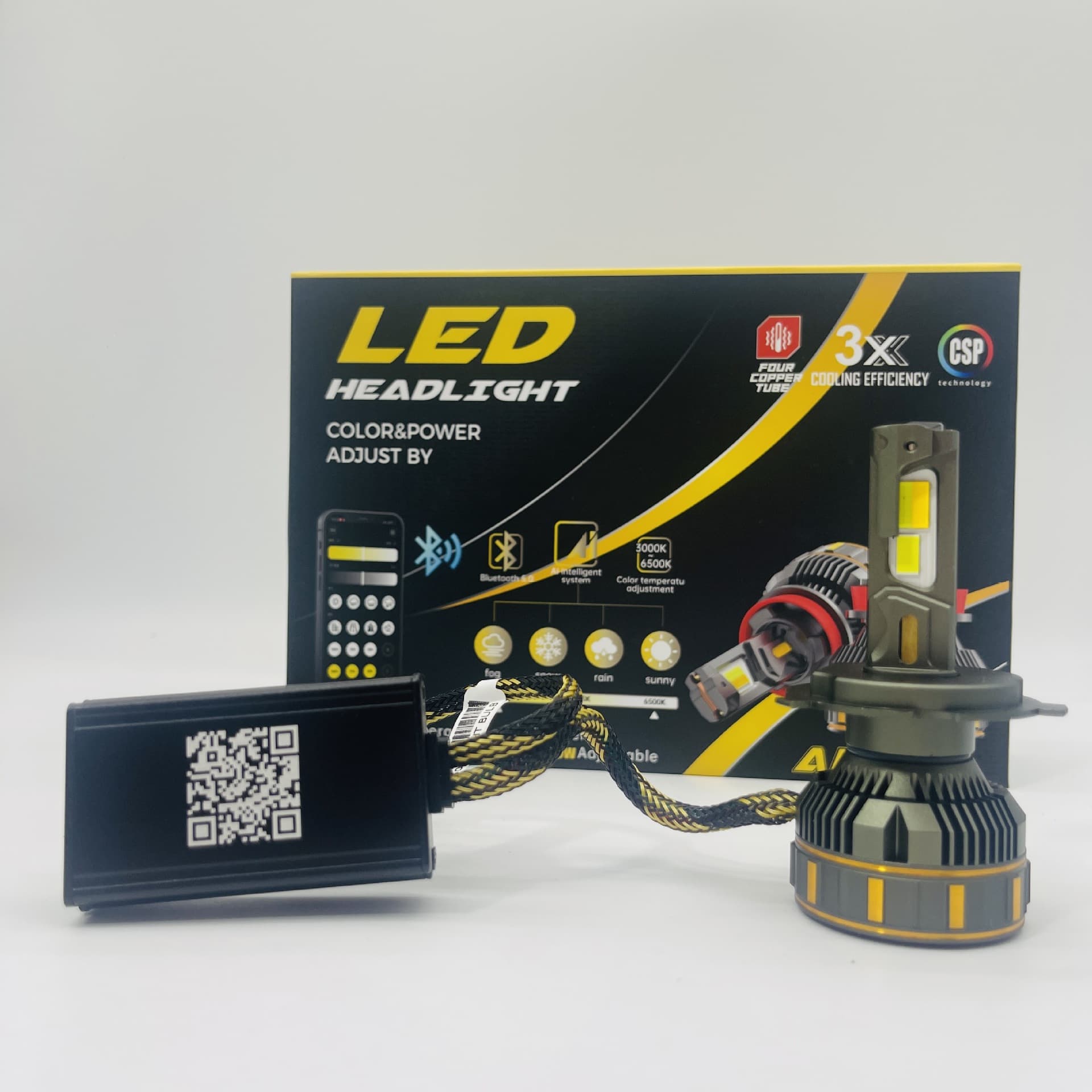 APP Car LED Spotlight Motorcycle Super Bright Headlight Bus Front Light Modification Laser Car Light High Power R14