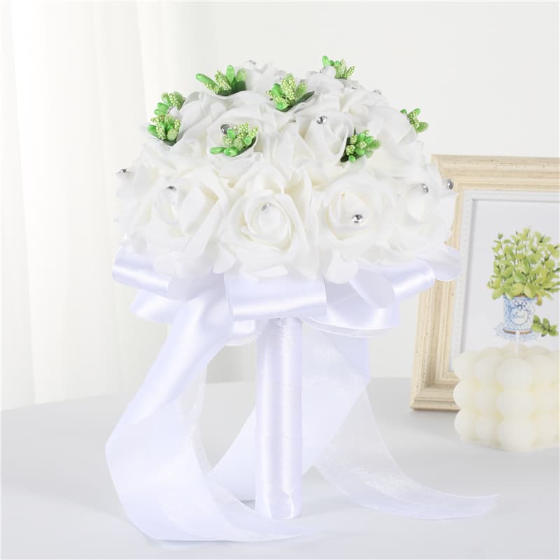 White Artificial Wedding Bouquet for Bride, Bridal Photography, Faux Flower Bouquet for Marriage