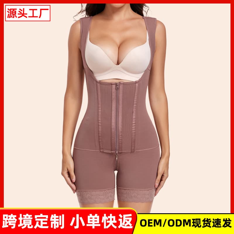 New cross-border European and American style thickened mesh steel-boned high-pressure body shaping and tummy-slimming shapewear, highly effective body shaping garment.