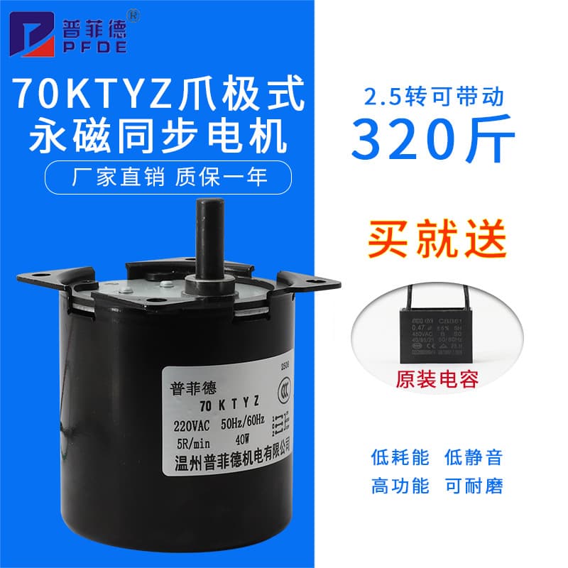 70KTYZ AC Synchronous Motor 40W Micro Low Speed Permanent Magnet Forward/Reverse Small Motor 220V Gear Reducer