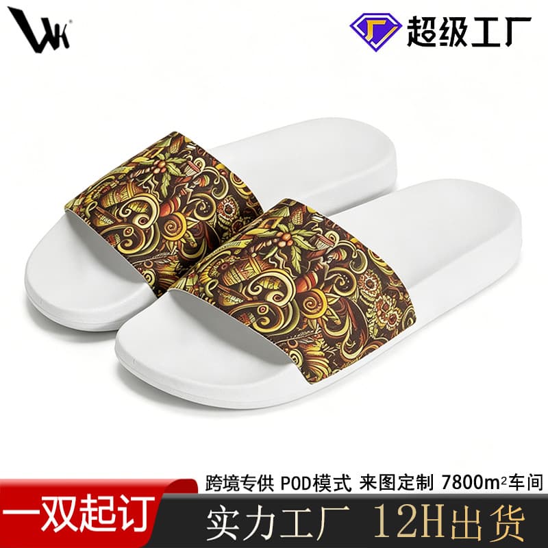 Custom 2026 New Graffiti Flip Flops for Women, Fashionable Outdoor Flat, Anti-Slip Bathroom Sandals for Men
