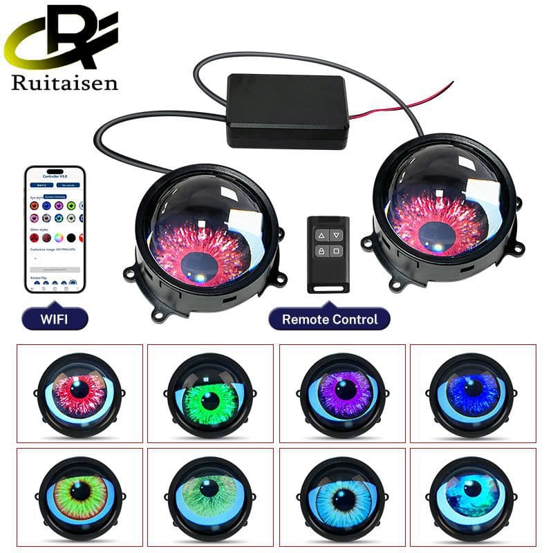 Best-selling 3-inch LED Demon Eye for Cars and Motorcycles, 23-Mode Remote Control Modified Lens Eye Decoration Light
