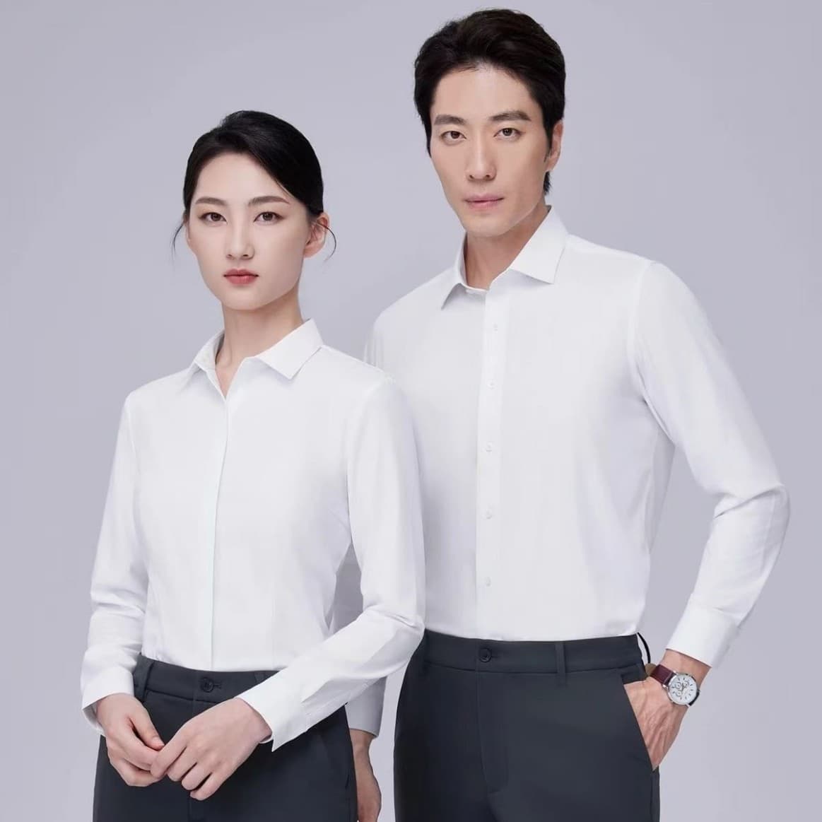 Spring/Autumn White Dress Shirt Men Formal Business Long Sleeve Shirt Work Uniform Black Shirt Big Size Men's Clothing