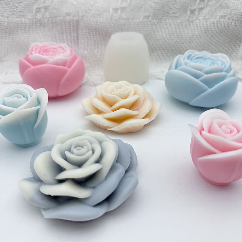 Shengmei Various 3D Rose Scented Candle Mold DIY Handmade Soap Candle Plaster Flower Silicone Mold