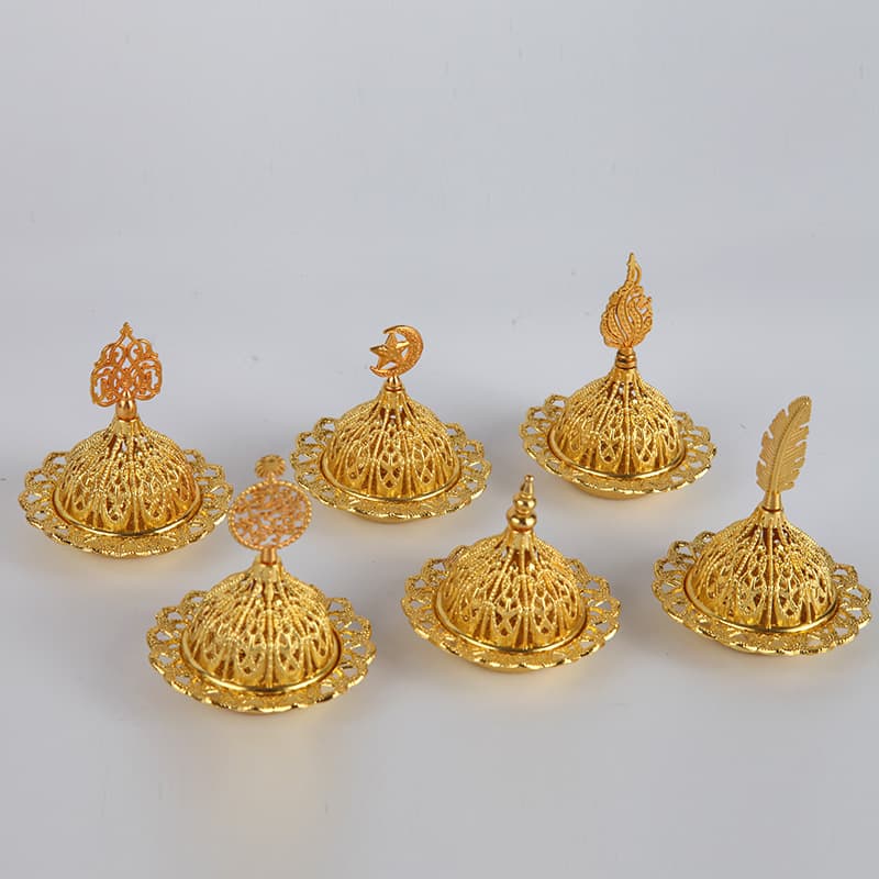 Cross-border Arabian Incense Burner Middle Eastern Style Mini Portable Gold Tower Incense Burner Small Metal Aromatherapy Burner