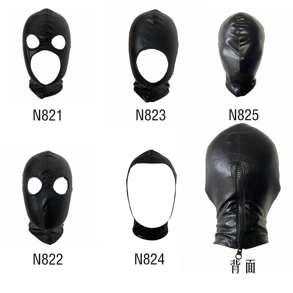 New Mask Fun Headgear Novelty Patent Leather Face Cover Game Bar Stage Performance Prop Halloween Hat