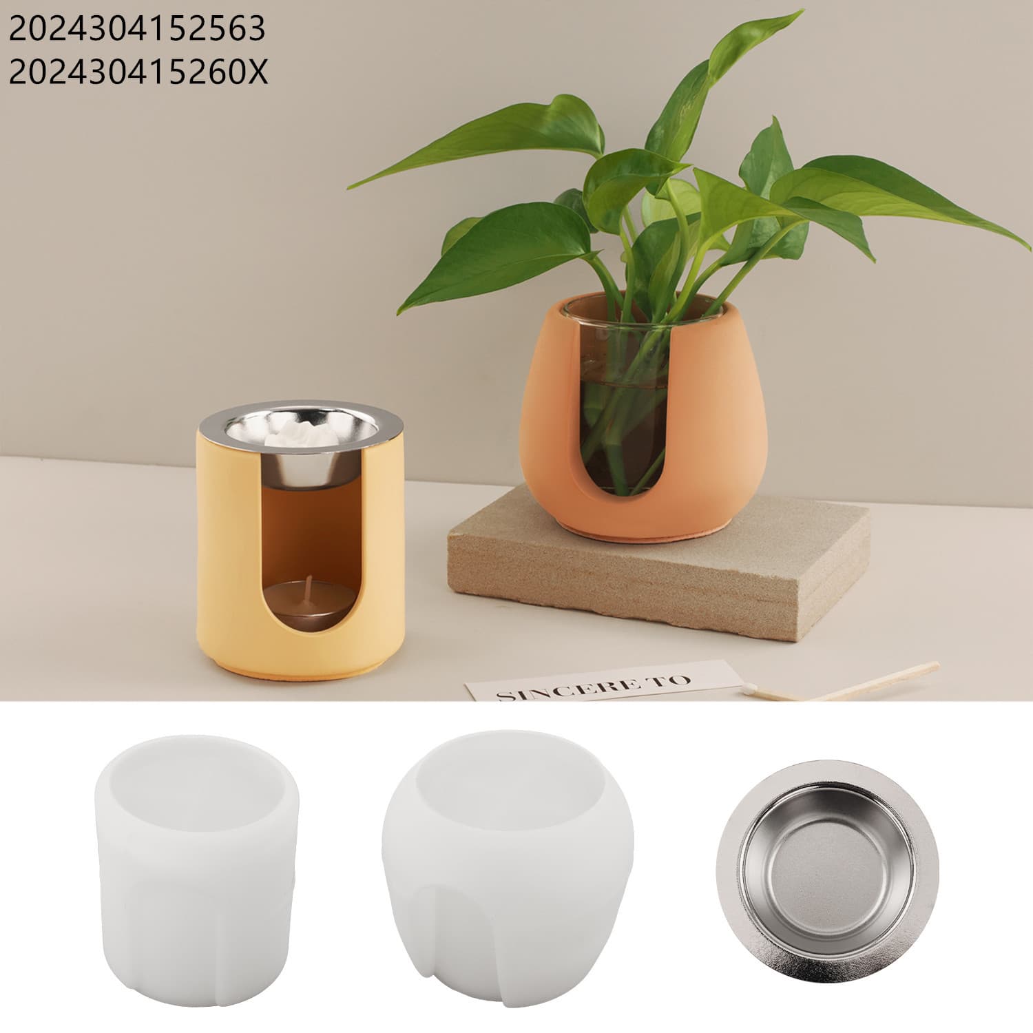 DIY Crystal Resin Plaster Hydroponic Plant Pot Essential Oil Candle Holder Wax Melt Warmer Diffuser Silicone Mold