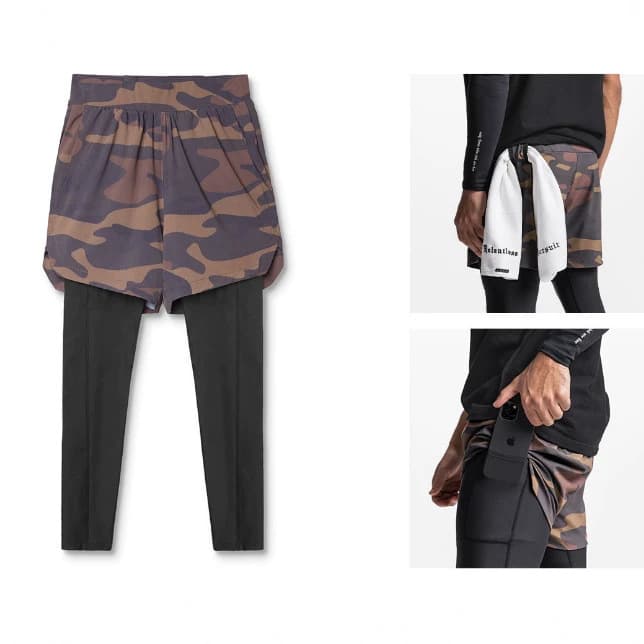Summer Men's Quick-Dry Loose Fit Fitness Shorts 9/10 Length Shorts Double Layer Cross-Border