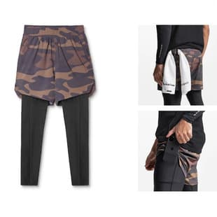 Summer Men's Quick-Dry Loose Fit Fitness Shorts 9/10 Length Shorts Double Layer Cross-Border