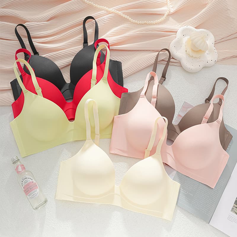 Glossy Outer Expansion Thick Cup Bra Without Steel Ring Small Bust Push-Up Thickened 8cm Steamed Bun Cup Intimates Beautiful Back Bra Set