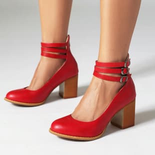 2023 Chunky Heel High Heel Vintage Mary Jane Women's Flats 40-48 Spring/Fall New Arrival One-Strap Buckle Heels