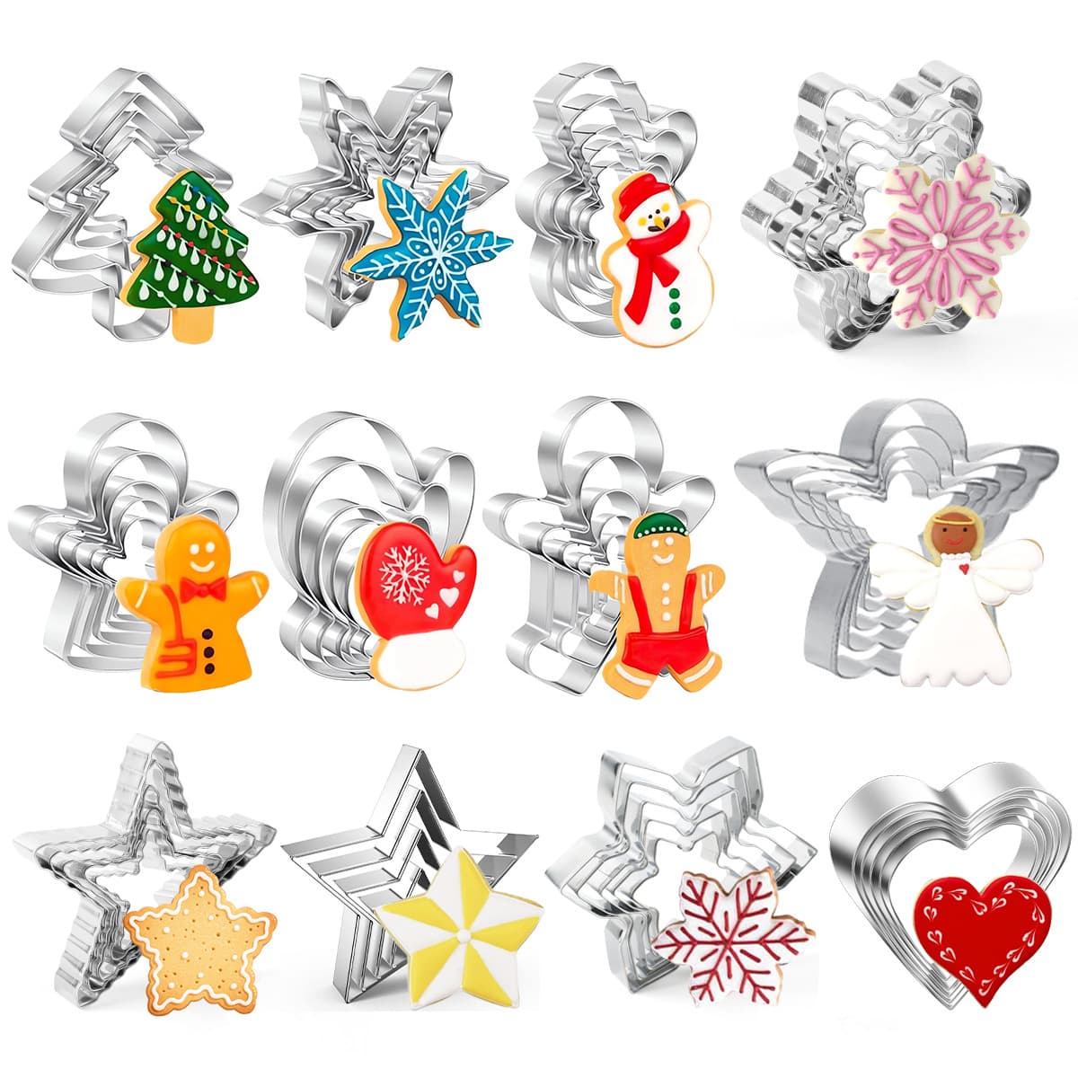 Stainless Steel Christmas Cookie Mold Snowflake Christmas Tree Gingerbread Man Cookie Mold DIY Baking Cookie Mold