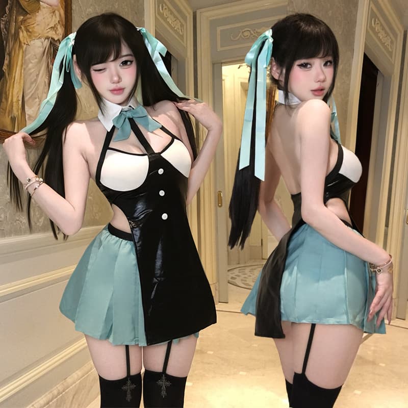 Sexy Lingerie Heartbeat Signal Pure Maid Exposed Groove Sexy Butt Exposed Sexy Uniform No Need to Take Off Hip Skirt 2996