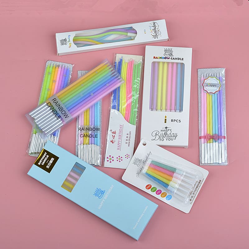 Birthday Thread Candle Rainbow Macaron Slim Thread Birthday Cake Dessert Decorative Wishing Candle