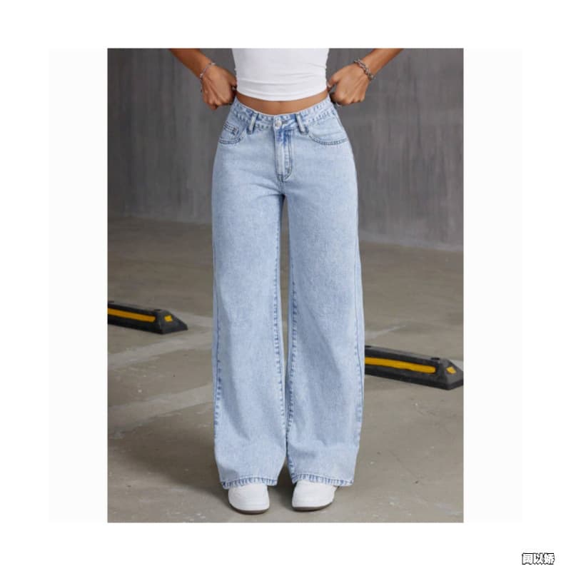 Cross-border Amazon Europe and America Hot Selling Jeans for Women Spring Summer High Waist Loose Fashion Versatile Wide Leg Floor-Length Pants
