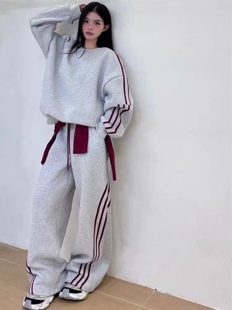 Shanlidadi Oversize Sportswear Set for Women, Korean Style Loose Fit Hoodie and Sweatpants, Streetwear Fashion Two-Piece