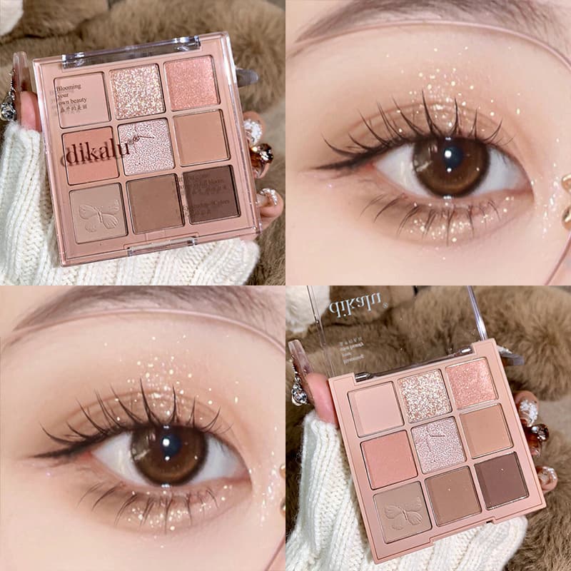 Waterproof Sweatproof Matte Shiny Eyeshadow Palette Warm Brown Earth Tone Eye Makeup Disco Flash Bright Sparkling Eye Color Palette