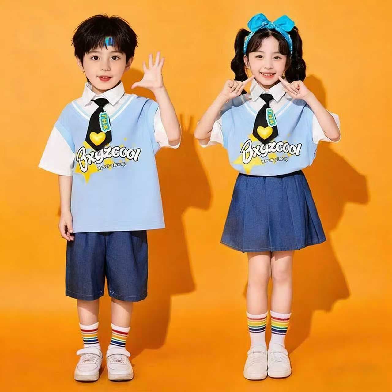 Children's Day Performance Costume, Kindergarten Uniform, Graduation Photo Outfit, Primary School Student Uniform, Summer Short Sleeve, Sports Day Class T-Shirt