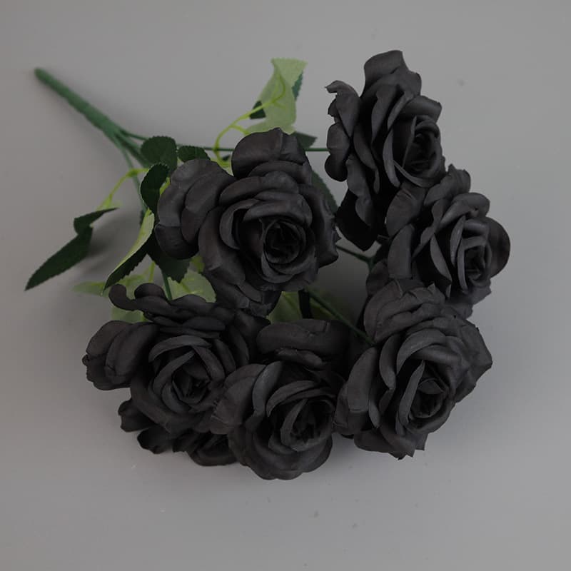 Black Series Artificial Rose Bouquet 9 Heads Hotel Photography Outdoor Decoration Fake Flowers 9 Large Roses