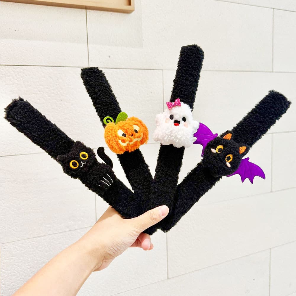 Cross-border New Halloween Snap Bracelet Plush Toy Handband Decor, Party Dress-up Snap Coil Toy