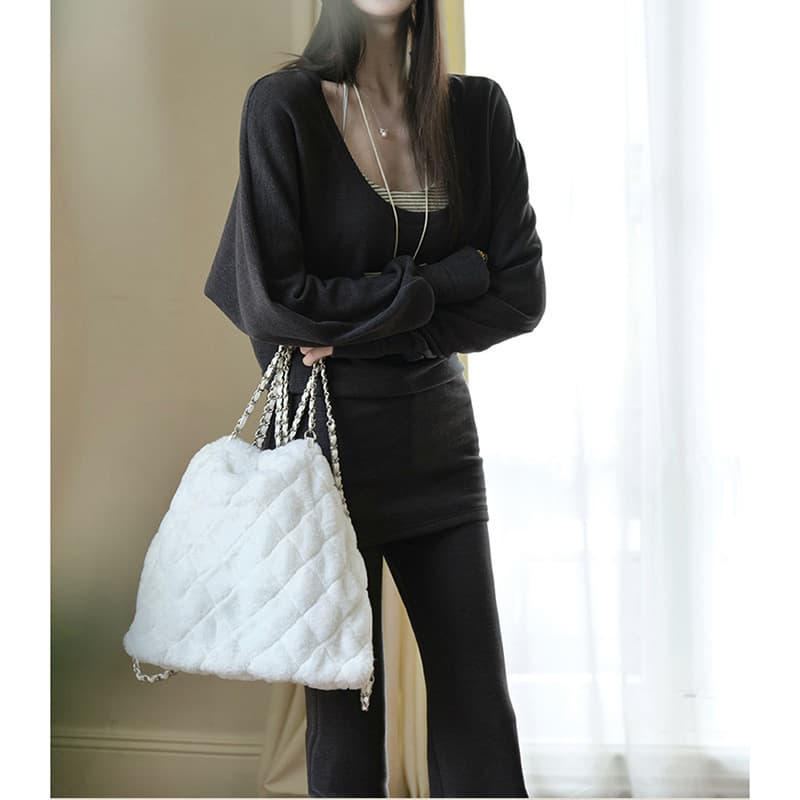 And Korean soft and waxy casual two-piece drop shoulder bat sleeve waist top high waist elastic bootcut pants suit