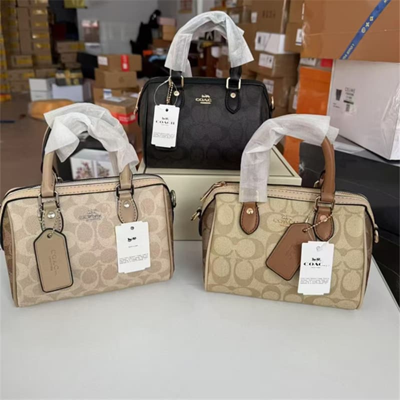 Coach c's new Rowan mini presbyopic Boston pillow bag, fashionable and versatile hand-held shoulder crossbody bag for women