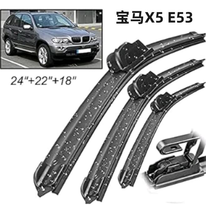 Compatible with BMW X5 E53 2000-2006 Front and Rear Windshield Wiper Blades, Frameless Wiper Blades
