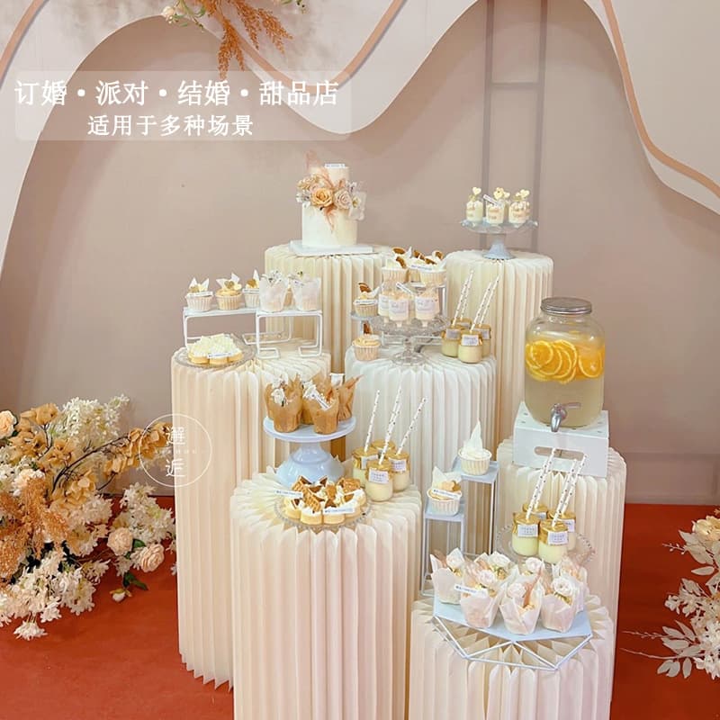 Wedding Props Folding Dessert Table Decoration Roman Column Aisle Guide Cylindrical Pillar Wedding Window Origami Decorative Column