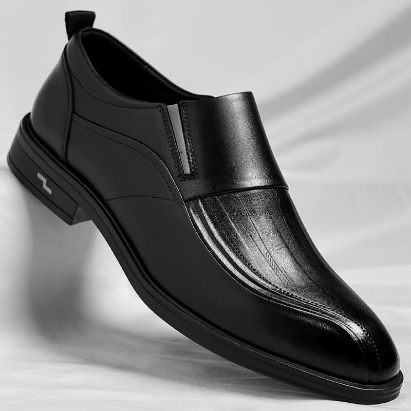 Men's Leather Shoes for Spring and Autumn Business Formal Wear, Korean Style Slip-On Loafers, Casual Men's Wedding Shoes, Drop Shipping Available