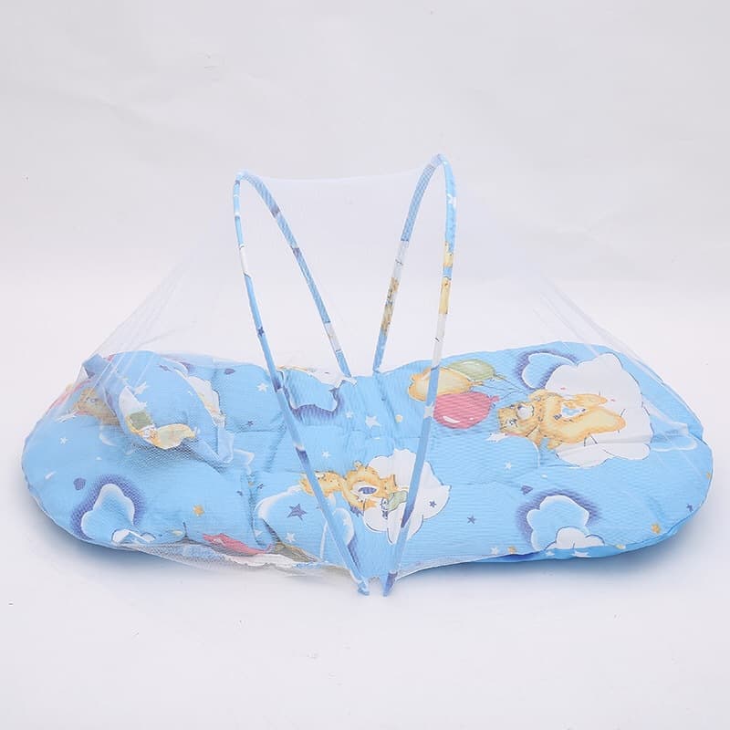 Small Portable Folding Baby Mosquito Net for Infants and Toddlers - No Installation Required, Includes Sleeping Mat, Pillow, Mosquito Net, and Bed Cover