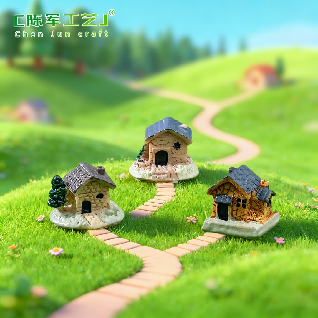Zakka Aegean Sea fenced house micro landscape decoration accessories resin small house ornaments villa ornaments