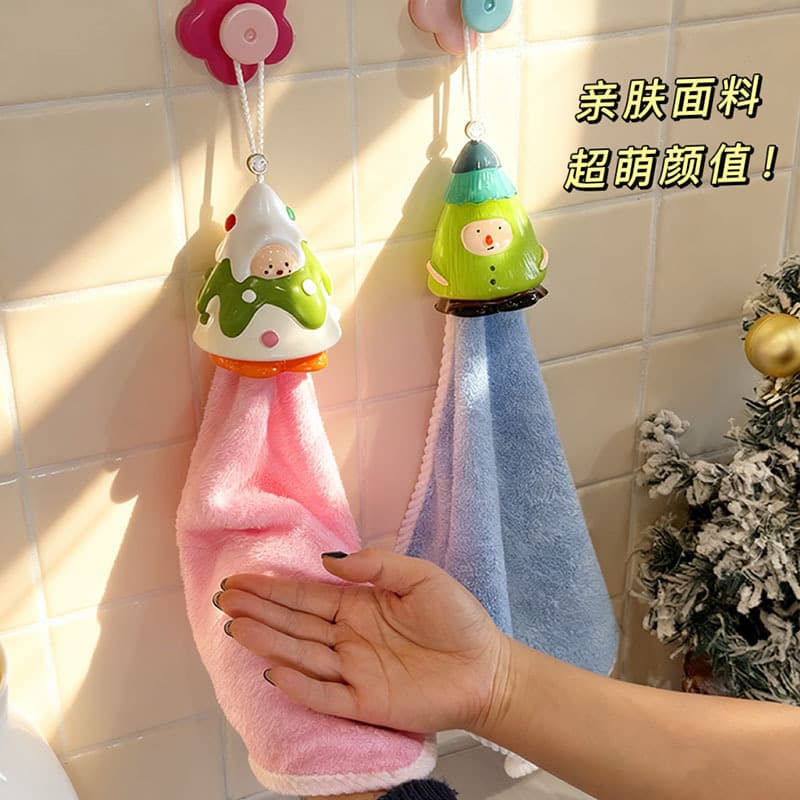 Christmas doll hand towel hanging absorbent thickened bathroom kitchen cute hand towel high value square towel