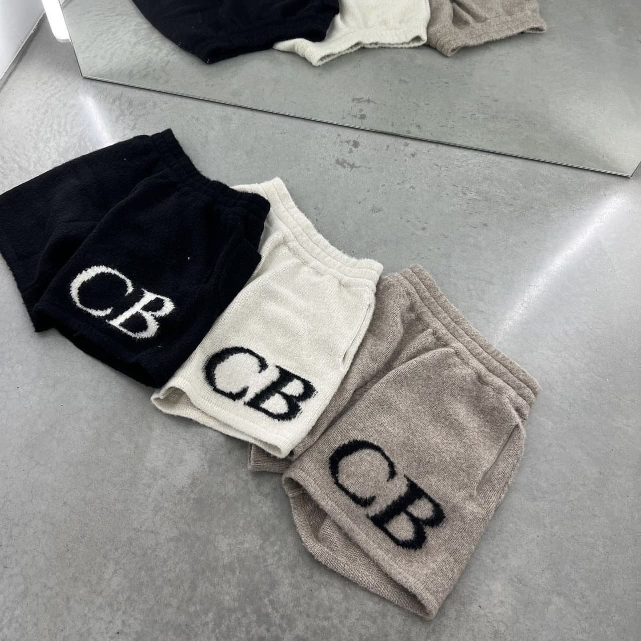 Cole Buxton jacquard logo knit drawstring CB shorts - high-street minimalist basic straight-leg casual pants